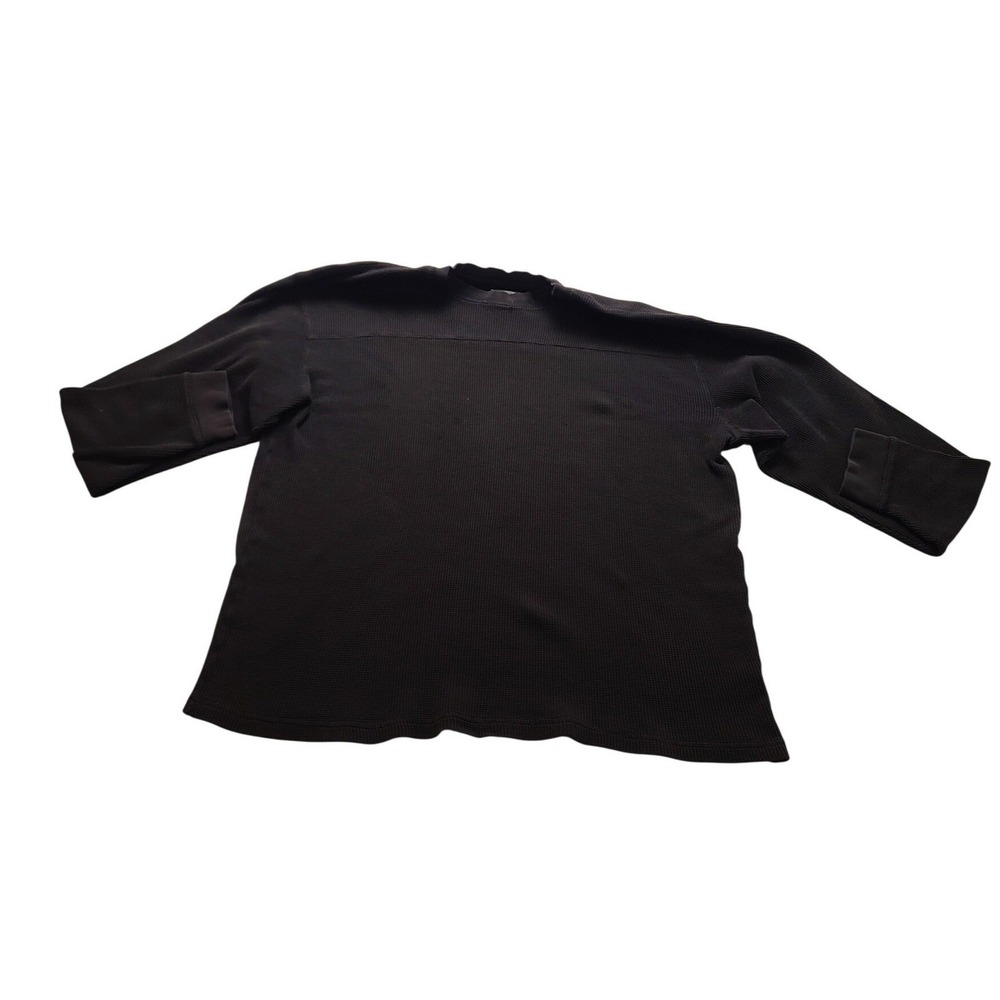 Champs Sports Mens XL Waffle Knit Thermal Shirt Long Sleeve Crew Neck Grey Black